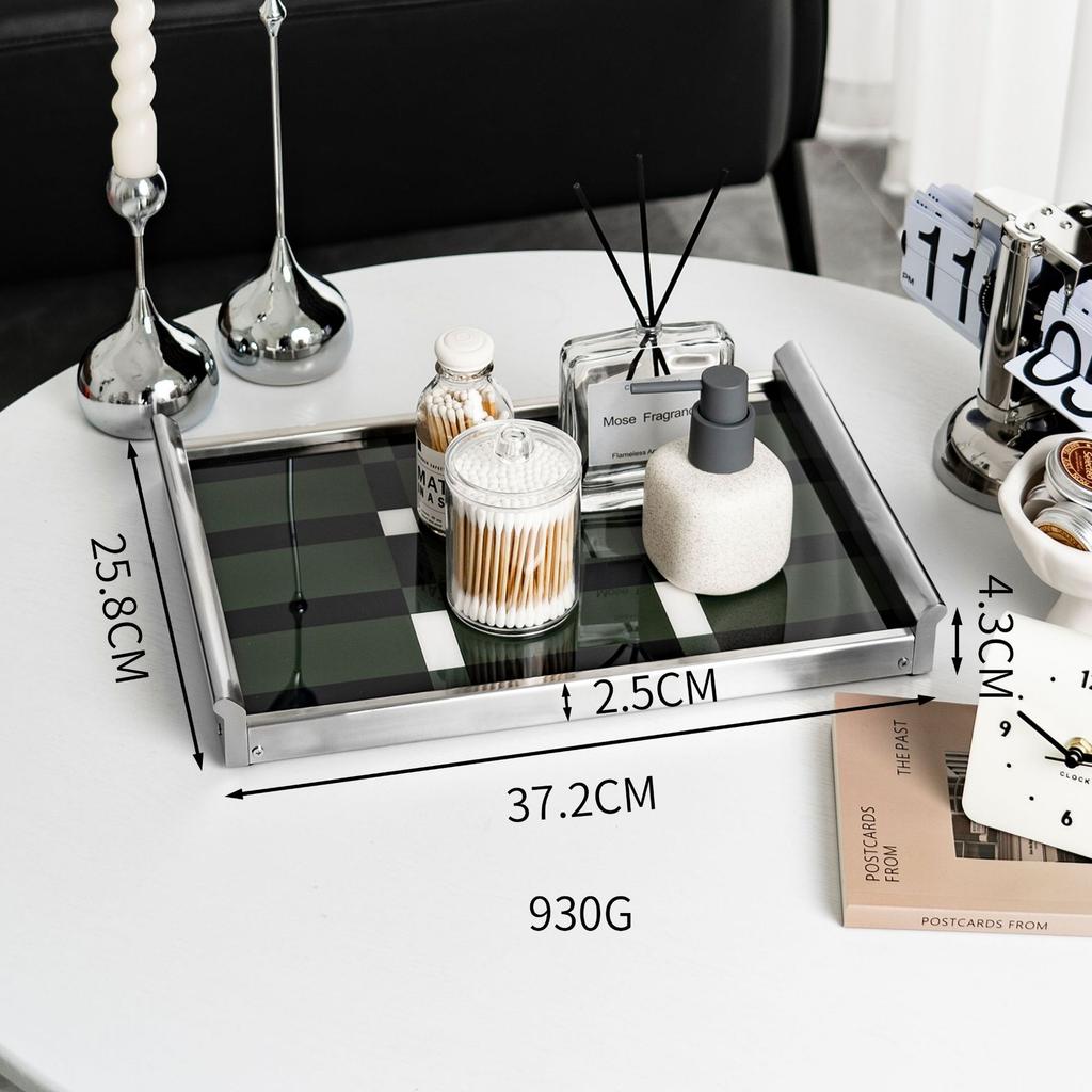 Modern Stainless Steel & Acrylic Aromatherapy Tray, Luxury Desktop Storage Organizer, High-End Decorative Ornament for Home