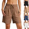 Women High Waist Loose Fit Pocketed Wide Leg Shorts with Drawstring Elastic Waistband for Hiking Casual Wear