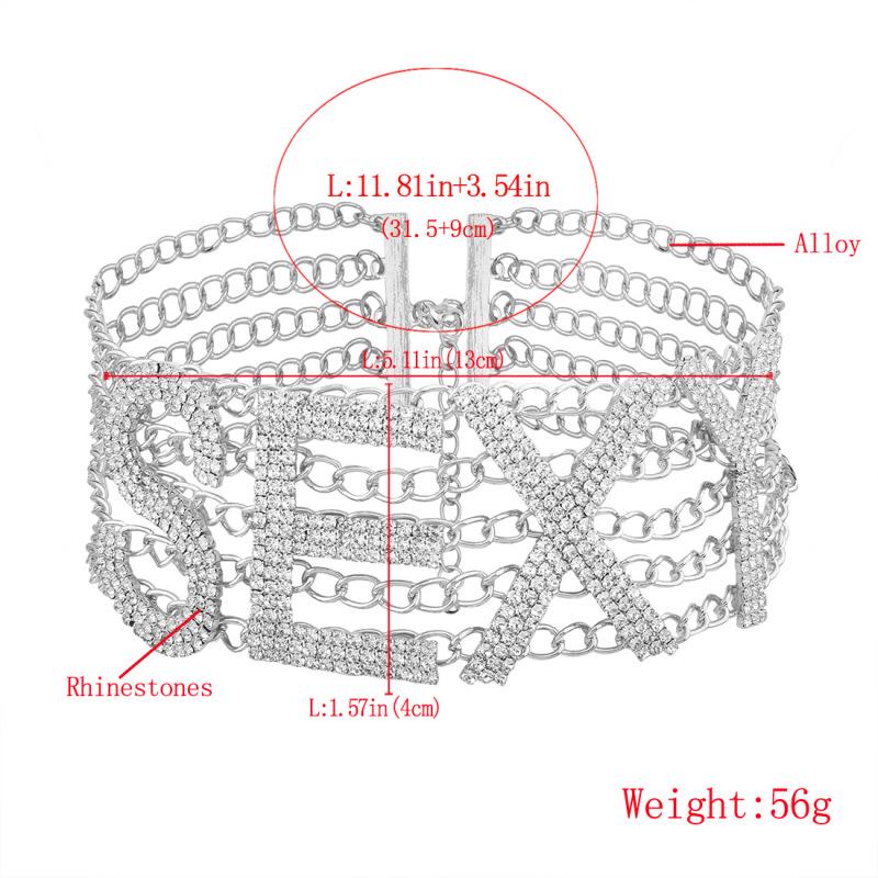 RUI RUI YU Women's Luxury Necklace Jewelry, Individual SEXY Pattern Rhinestone Choker Alloy Wide Necklace