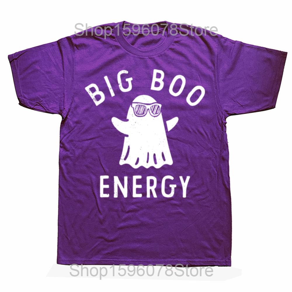 

Funny Big Boo Energy Halloween Bed Sheet Ghost T Shirts Men Cotton Humor Streetwear Tee Shirt Short Sleeve Unisex Loose Clothing 4XL