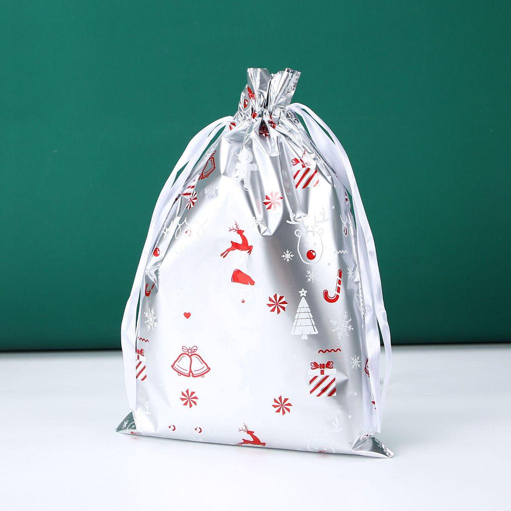 Christmas Drawstring Gift Bags with Santa & Tree Decorations
