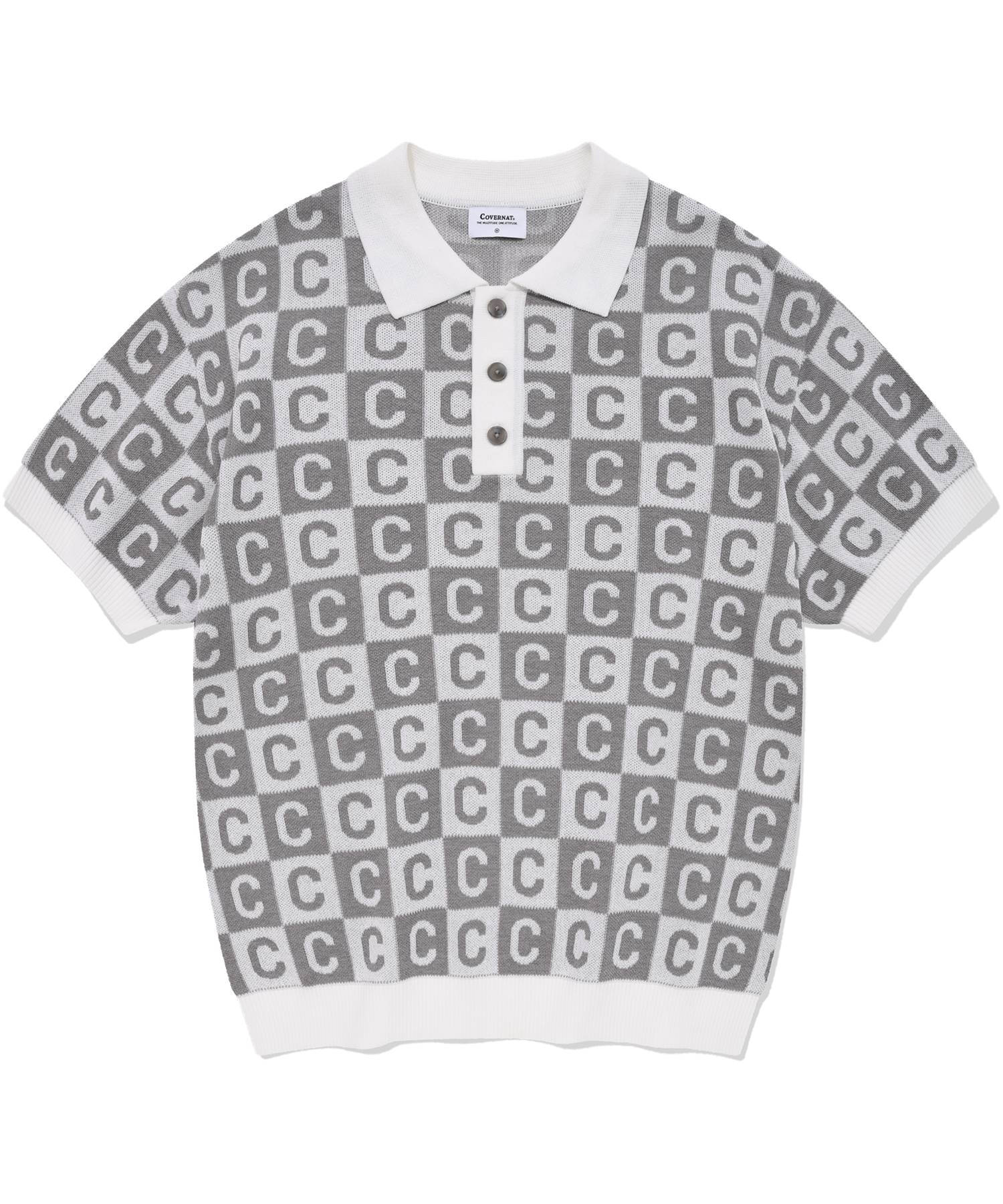 Covernat C Pattern Collar Half Knit Gray Gray/S