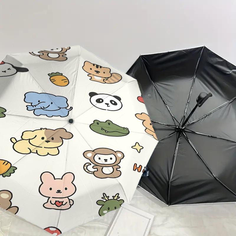 1PC Animal Cartoon Umbrella-8-Rib Reinforced Portable Folding Travel Suitable for All Seasons Outdoor Daily Use-G342