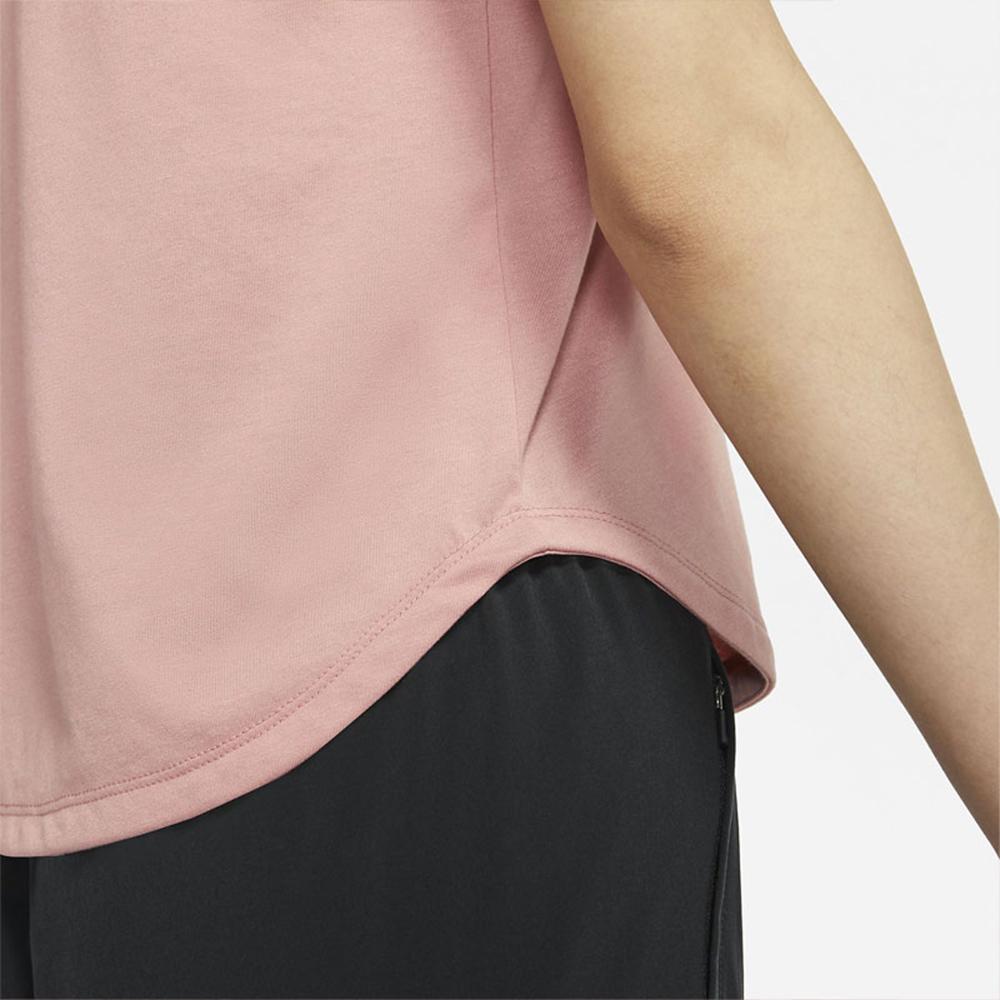 Nike Logo Print Sports Crew Neck Short Sleeve T-Shirt Women Tops Pink DC4324-685