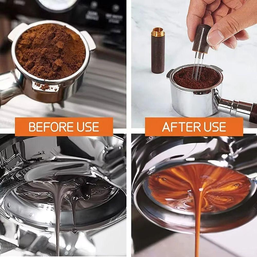 Professional Stainless Steel Coffee Powder Tamper Mini Wood Handle Espresso Distributor Espresso Coffee Stirrer WDT Tool