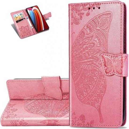 

Galaxy A21S Case Stylish Advanced Embossing Wallet Case Credit Cards Slot with Stand for PU Leather Shockproof Flip Magnetic Case for Samsung Galaxy SD:Pink
