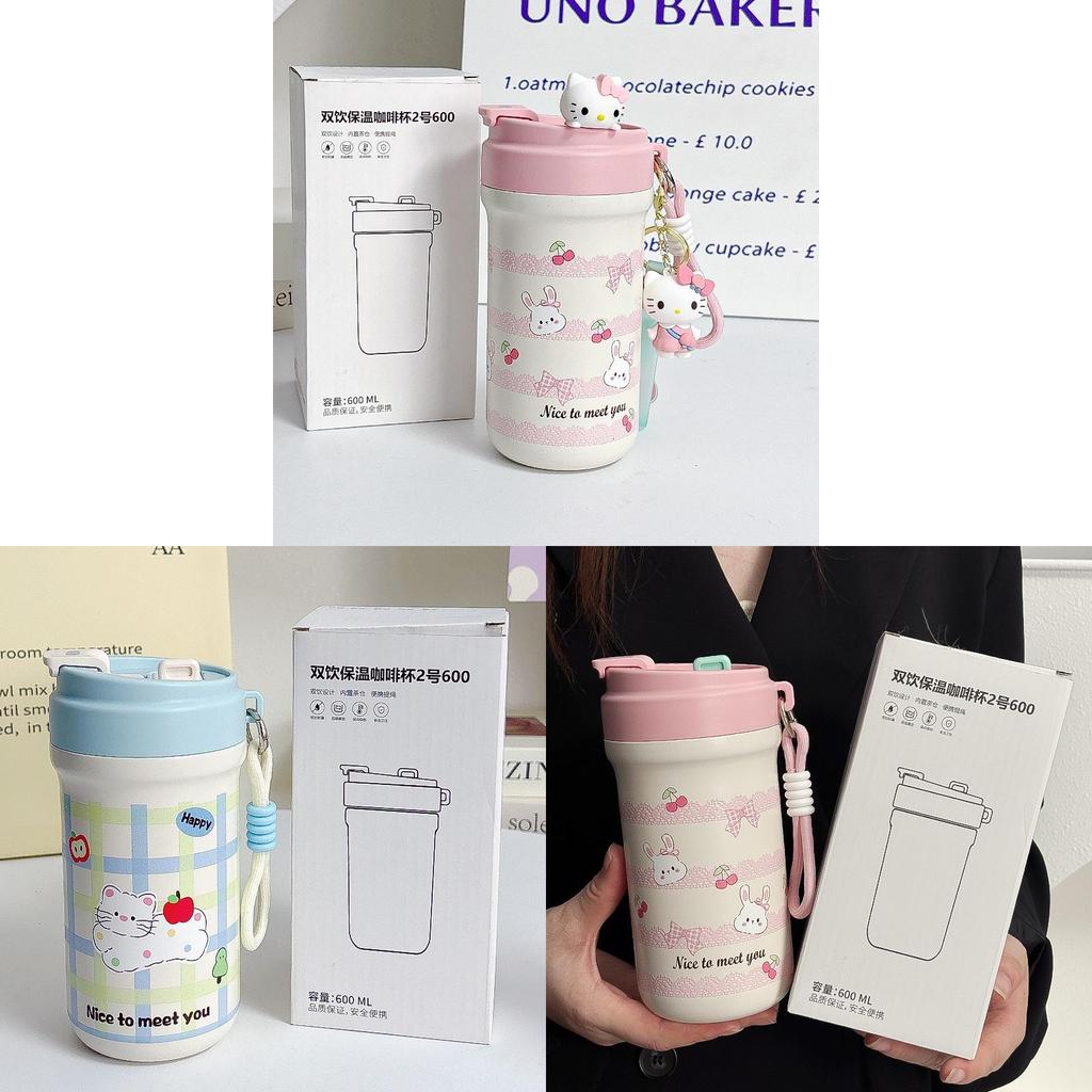 Sanrio Stainless Steel Travel Mug With Handle And Leakproof Lid For Kids And Students