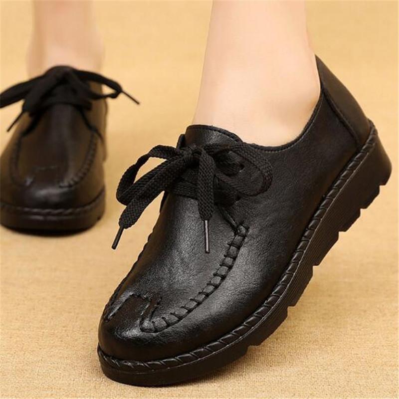 Fashion Spring Autumn Women's Fashion Pumps Shoes Lace Up Woman Wedge Casual Single Shoes Mother High Heels Work Shoes