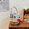 Miniature Dollhouses Woven Basket 1/12 Scale for Dollhouses Playset Resin Punnet Role Play Punnet Props Flower Basket