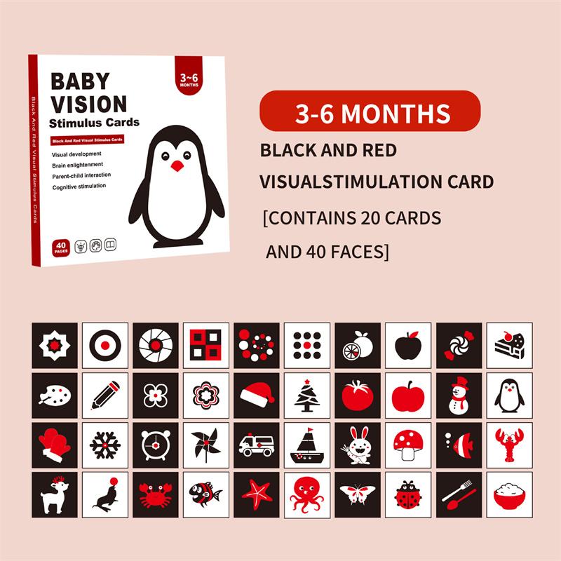 Baby Vision Stimulus Cards, High Contrast Baby Cards, Black White Colorful Baby Flashcards Newborn Toys