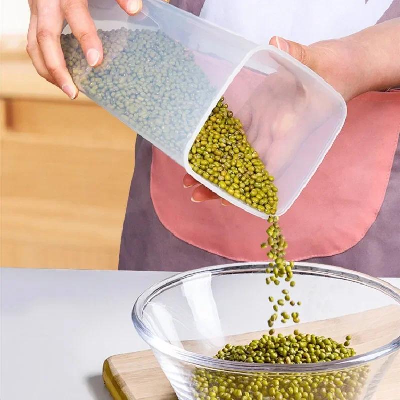 3 Different Capacity Plastic Sealed Cans Kitchen Storage Box Transparent Food Canister Keep Fresh New Clear Container