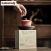 160ML Rock Ore Colored Pottery Gourd Gaiwan Elegant Tea Tureen Tea Bowl with Lid Kit Tea Brewing Cover Bowl for Tea Ornaments