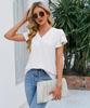 Summer V Neck Ruffle Chiffon Blouse Women Short Sleeve Office Casual Top Shirts