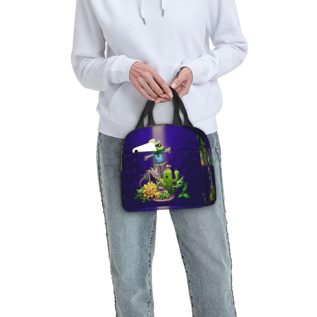 Custom Plants Gaming Zombies Lunch Bag Men Women Thermal Cooler Insulated Lunch Box for Adult Office