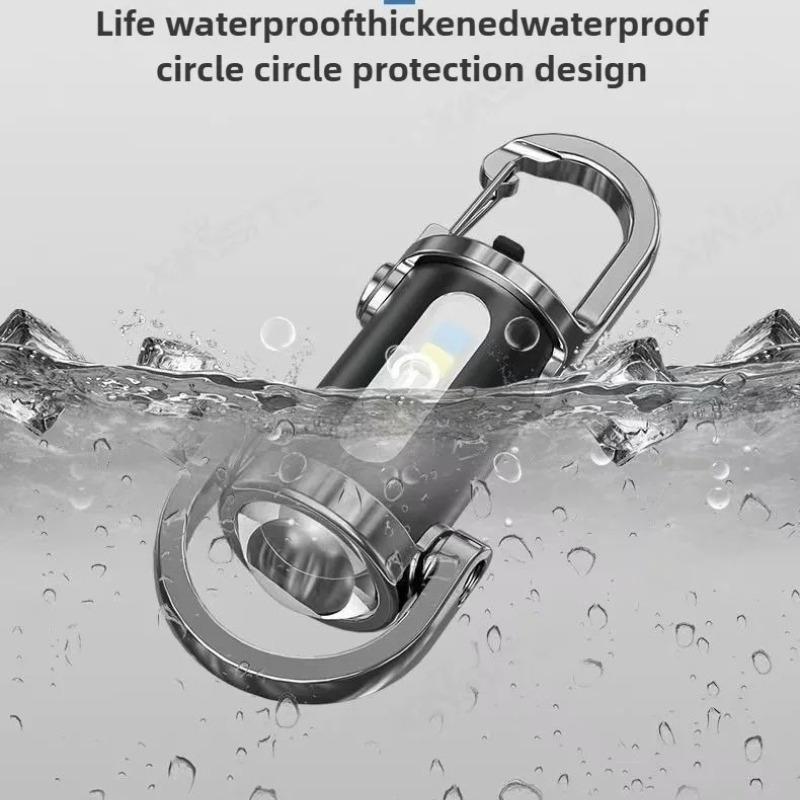 Ultra Bright Keychain Flashlight USB Type-C Charging 6 Modes Mini COB Work Light Waterproof Outdoor Emergency Tool