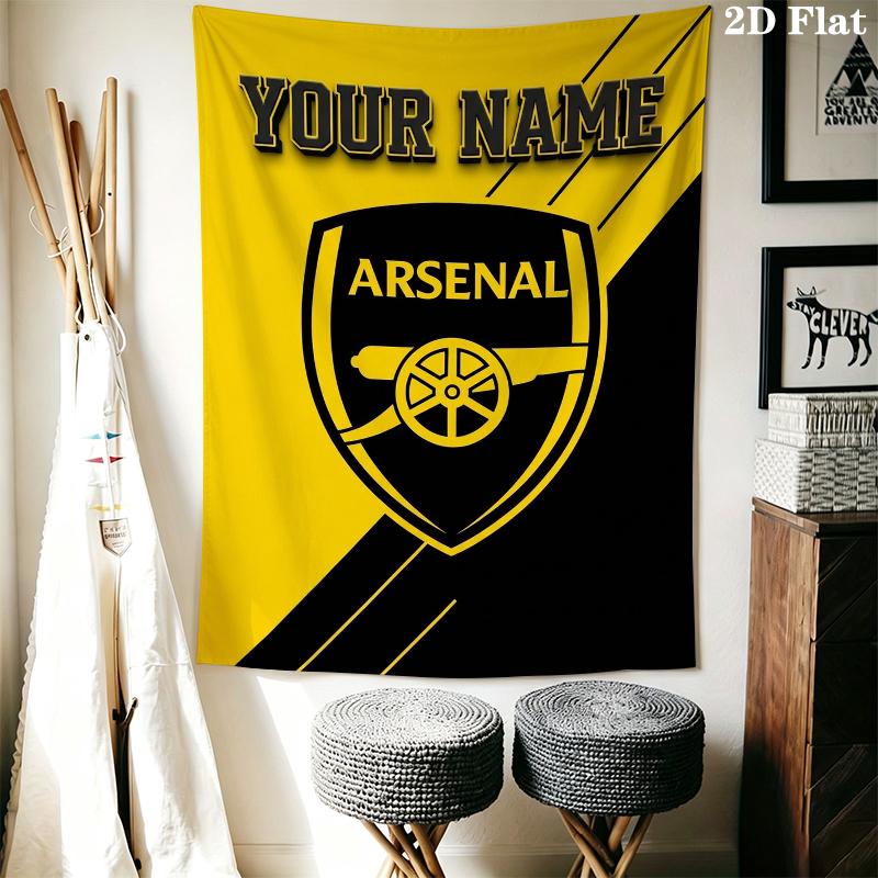 Custom Name Arsenal Wall Tapestry Aesthetic Wall Hanging Printed Fabric Blanket Decorative Tapestries for Bedroom Living Room Home Decor