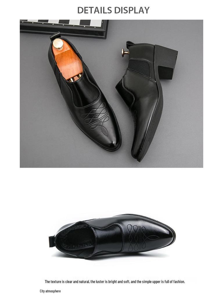 Herren Übergröße Spitzschuh Leder Slipper High Heel Kubanische Schuhe - Formell, Lässig, Vintage-Stil