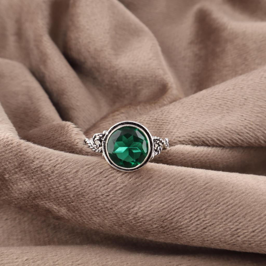 Green Emerald Gemstone Ring Jewelry, Handmade Gorgeous Silver Ring , 925 Sterling Silver Jewelry For Wedding Gift