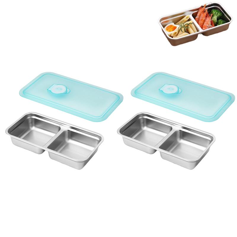Grab And Go Snack Containers Reusable, Stainless Steel Double Compartment Snack Containers