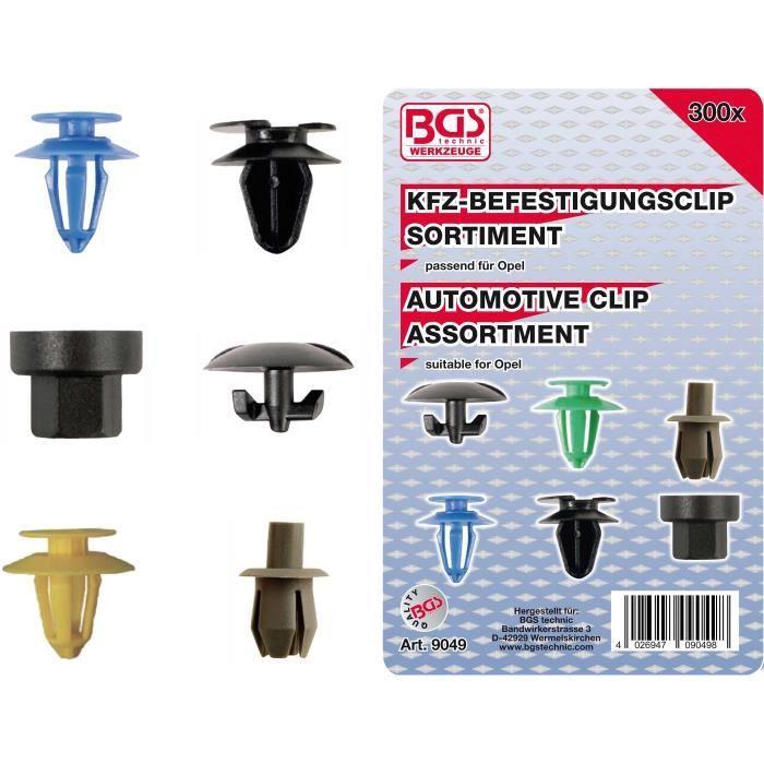 Clips De Fixation Automobiles - BGS - Assortiment 300 Pièces - Plastique - Compatible Opel, Ford, Renault