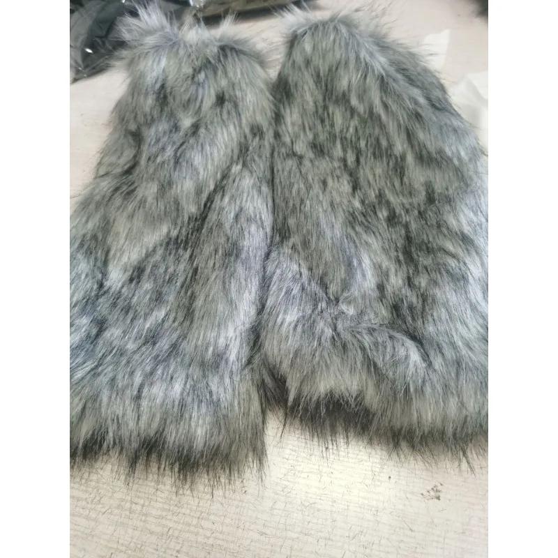 

Japanese Gray Faux Fur Leg Warmers Boot Covers Y2K Goth Solid Leg Socks Punk Jk Hiphop Leg Cover Fashion Winter Warm Leg Sock One Size
