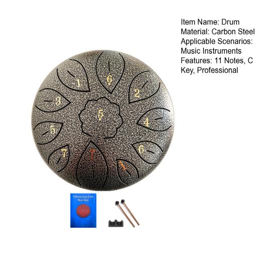 6-Inch Steel Tongue Drum with Mallets Note Stickers 11 Notes C Key Meditation Yoga Sound Therapy Hand Pan Drum Musical Percussion Instrument