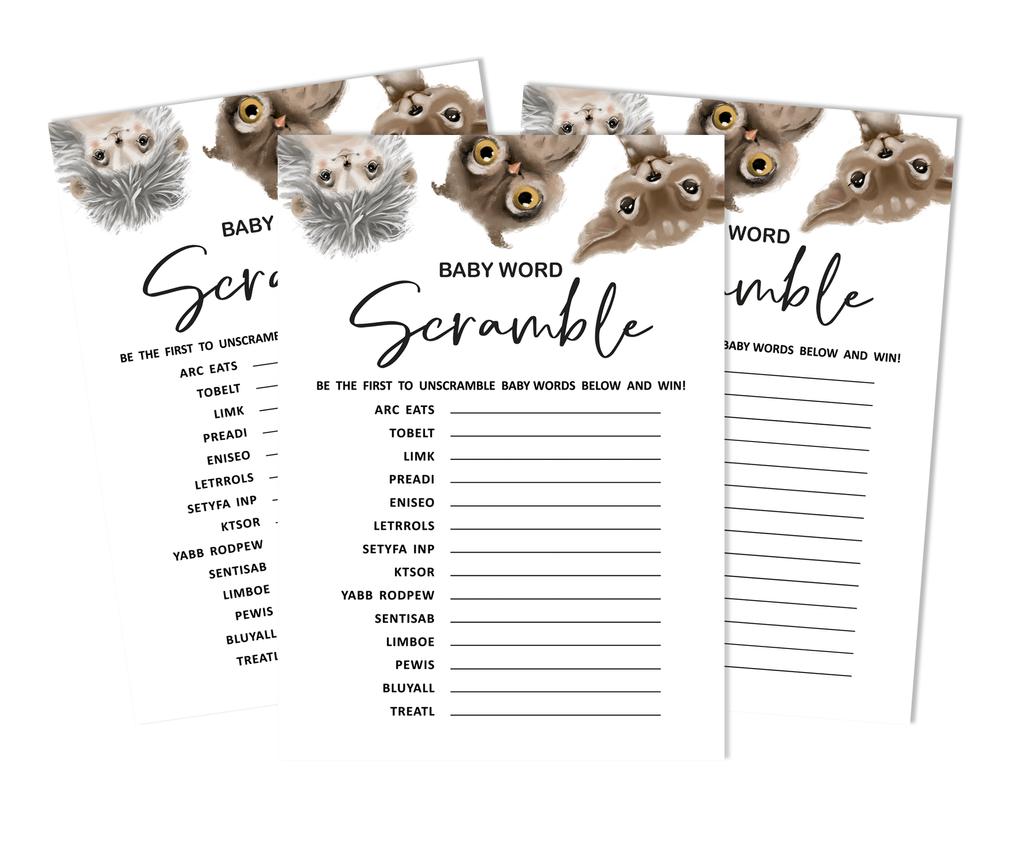 Inkdotpot Baby Shower Game Set Of 50 BabyA  AlphabetA  ABCA  Game Deer,Owl And Hedgehog Jungle Animals Party