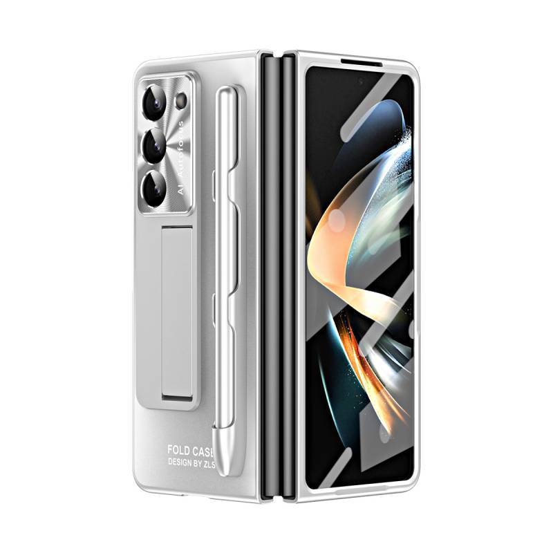 For Samsung Galaxy Z Fold 5 Trendy Pc Case With Stand And Pen Clip For Fashionforward And Practical Use