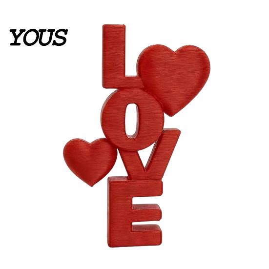 Red Heart Figurine 3D Printed Love Letter Figurine, LOVE Desktop Ornament for Wedding Anniversary Decor, Romantic Valentine's Day Table Sign Bedroom,