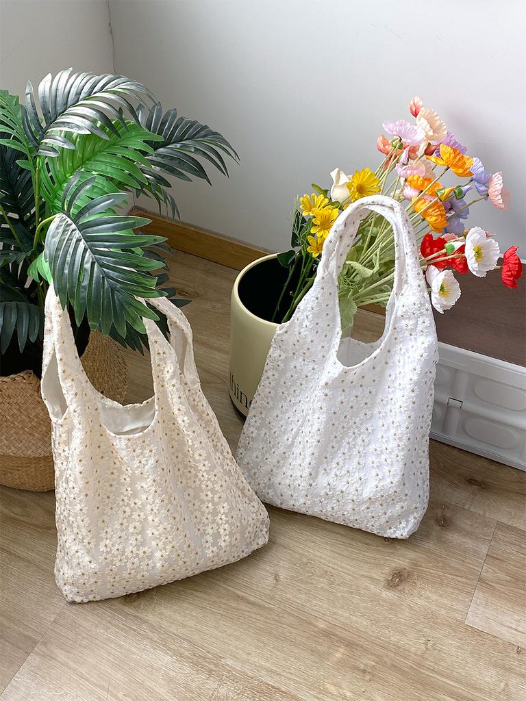 Summer Daisy Lace Girls Vest Bags Lightweight Portable Ladies Shoulder Bag Commuter College Style Student Female Book Tote