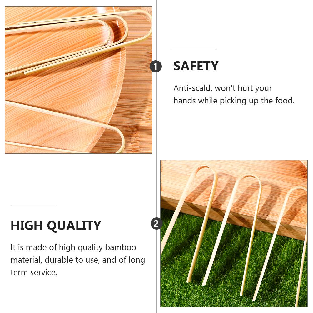 20 Pcs Bamboo Bread Tongs Food Serving Clips Household Steak Clips Bamboo Tong Natural Bamboo Clip