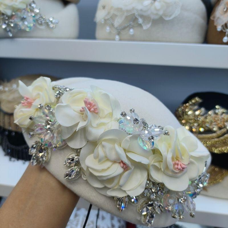 Women's Hat Vintage Chic Floral Beret - Stylish and Elegant Airline Stewardess Hat