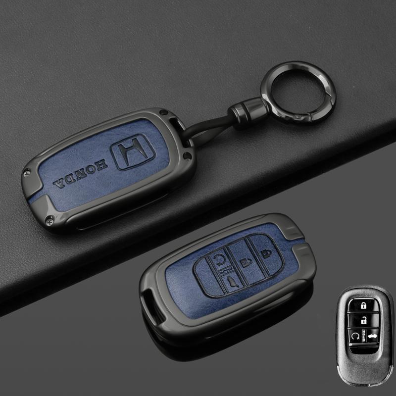Leather Car Smart Remote Key Case Cover Protector for Honda 2022 2023 2024 Accord Civic HR-V CR-V Pilot Sport SI EX EX-L Touring
