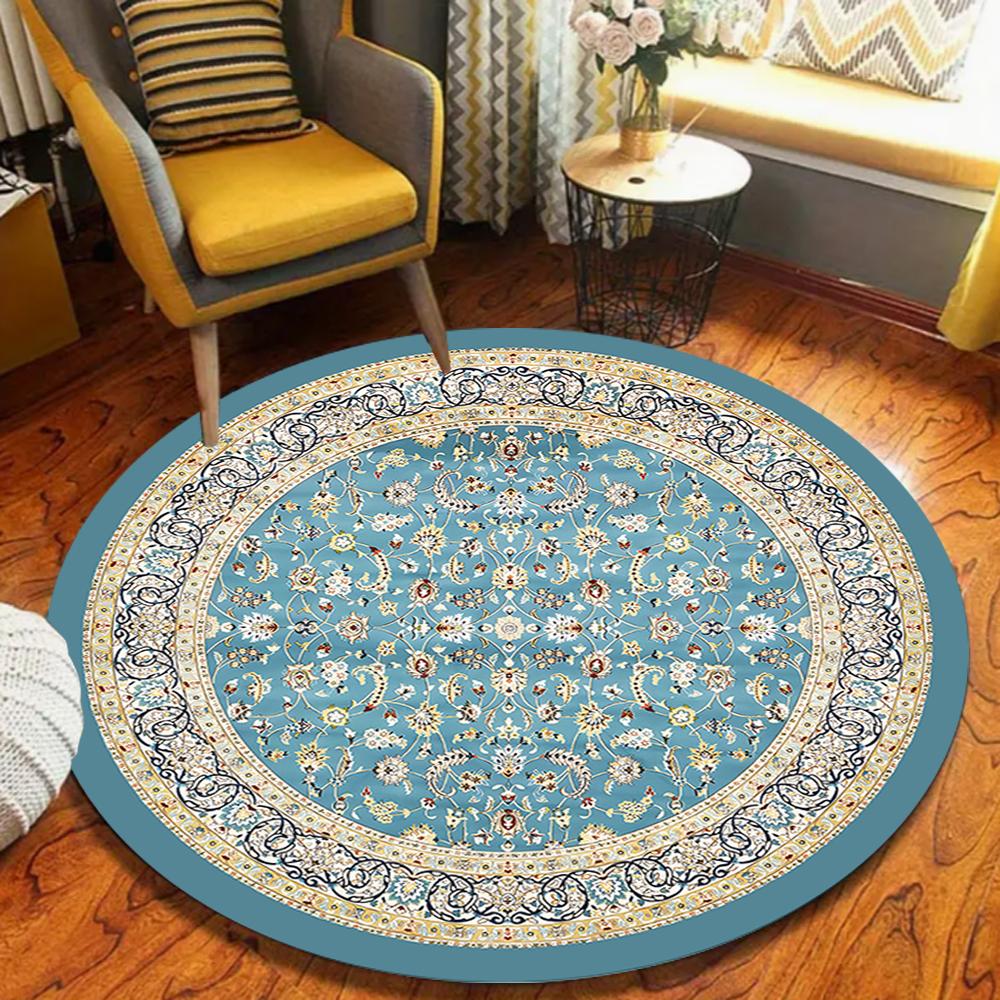 Contemporary Rug, Brown Round Rug, Scandinavian Rug, Non Slip Rug, Bohemian Rug, Library Area Rug, Pastoral Circle Rug