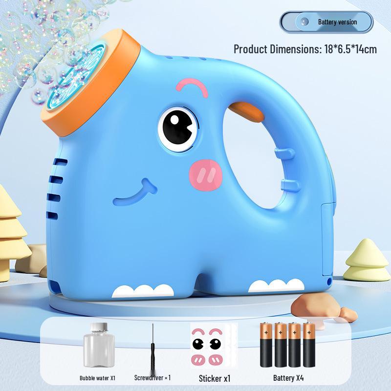 Automatic Cartoon Elephant Bubble Machine - Handheld Blower with Solution for Kids, Boys & Girls