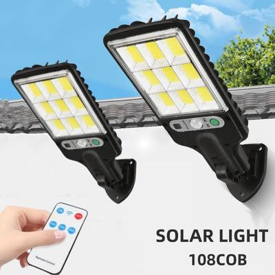 Solar-Straßenleuchten Außen 108COB Bewegungssensor Solar-Wandleuchte mit 3 Modi Wasserdicht Sicherheit für Garten Hof Wegbeleuchtung
