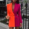 2022 Farbblock-Naht V-Ausschnitt OL Professioneller Cardigan-Blazer