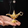 Aladdin's Magic Lamp Zinc Alloy Incense Burner - Vintage Home Decor Ornament for Aromatherapy & Tabletop Display