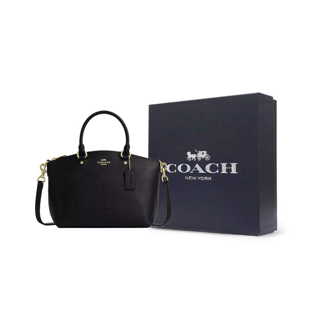 Coach Sadie 30 Umhängetasche Mit Goldfarbenen Metallakzenten Aus Genarbtem Leder Damen Handtaschen Schwarz CCM70-IMBLK