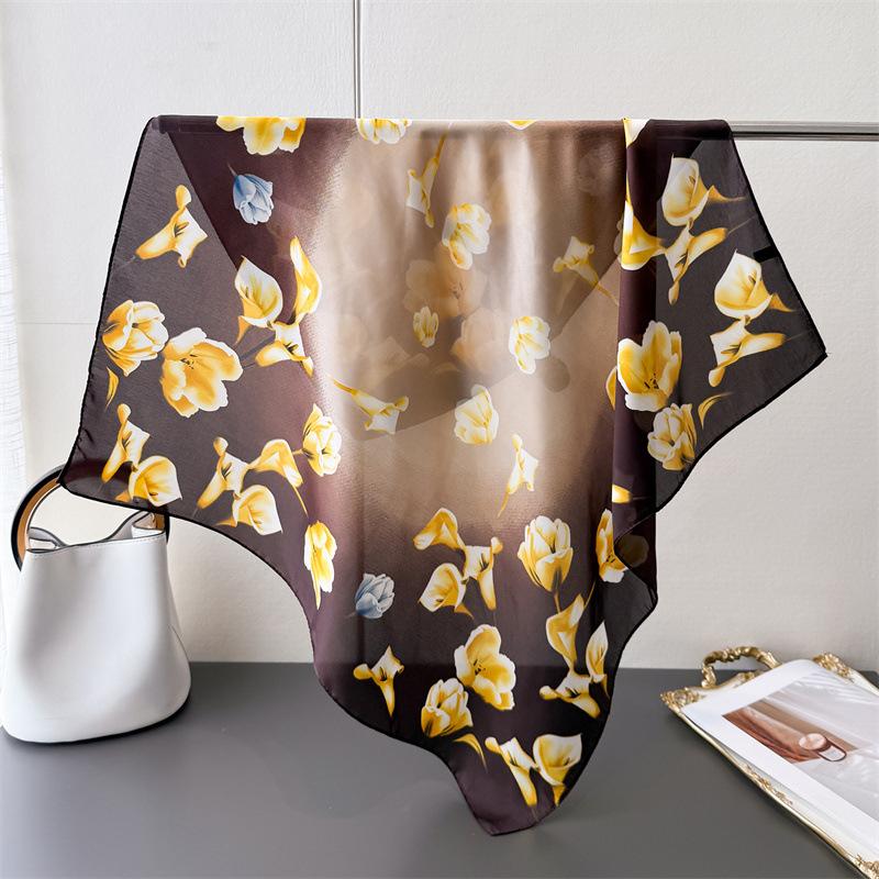 Elegant Printing Imitation Silk Scarf Square Scarf High-End Shawl Versatile Neck Small Square Scarf Headscarf