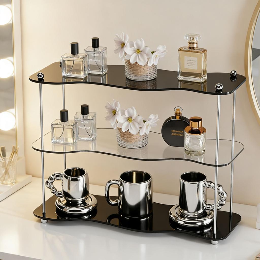 2-3layer Desktop Storage Rack Water Cup Storage High-value Cup Rack Detachable Acrylic Perfume Figure Display Stand Ins Style