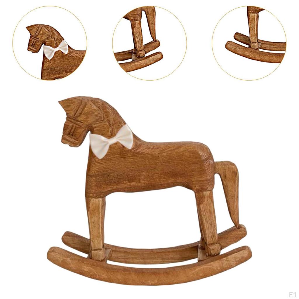 Wooden Rocking Horse Decor Figurine Gift Craft, Home Decor, Rustic Desktop Ornament