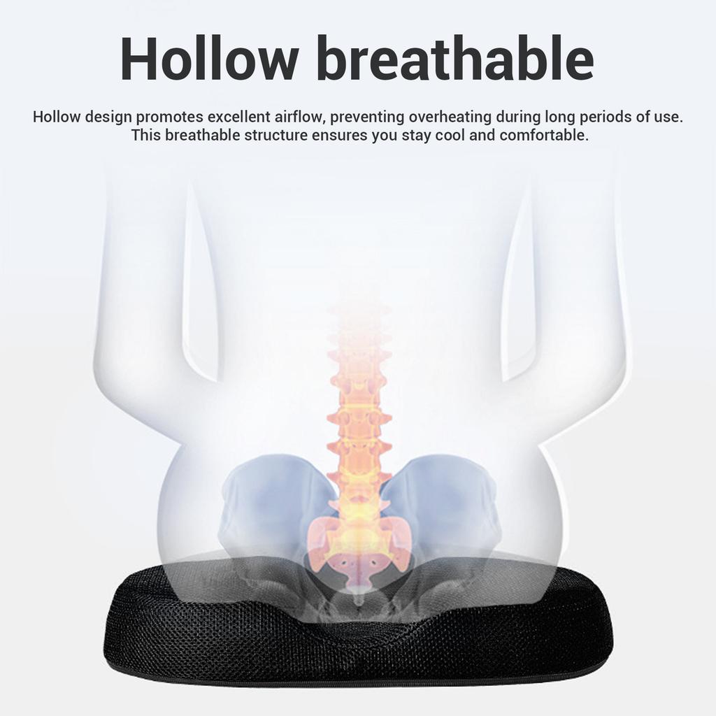 Donut Pillow for Sitting Memory Foam Ergonomic Breathable Hollow Office Chair Cushion Pad Black