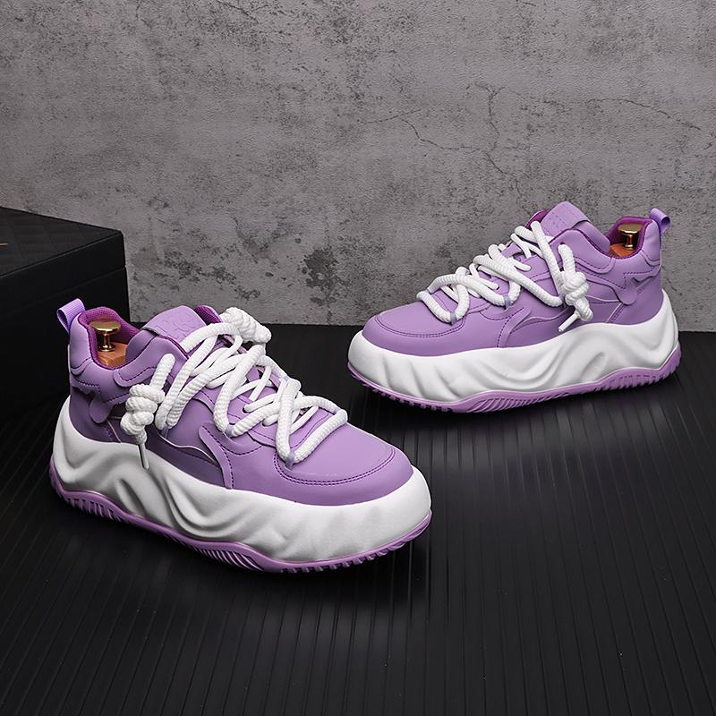 Fashion Luxury Designer Men's Purple White Everyday All Match Causal Shoes Male Loafers Flats Sports Walking Sneakers Zapatos Hombre