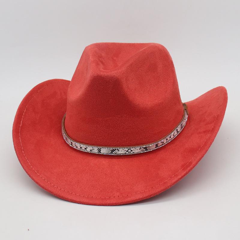 White Leather Textured Tibetan Woolen Hat Men'S And Women'S Wide-Brimmed American Top Hat Western Cowboy Hat Jackson Jazz Hat