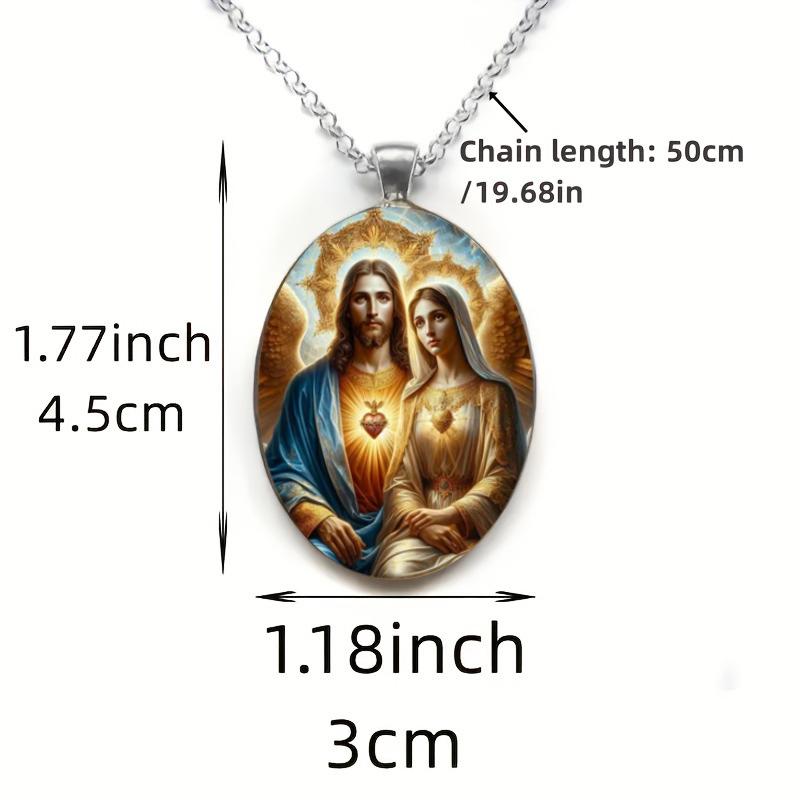 One piece vintage Jesus Mother necklace pendant Christian Jesus glass pendant necklace suitable for men and women daily wear