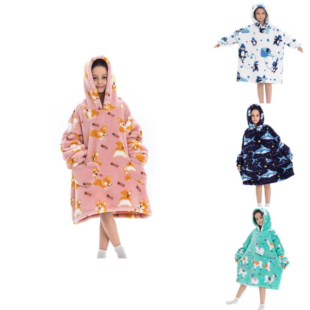 Délicieuse Grande Couverture Sweat à Porter Pour Enfants Tissu Doux Chaud Confortable Avec des Illustrations Amusantes