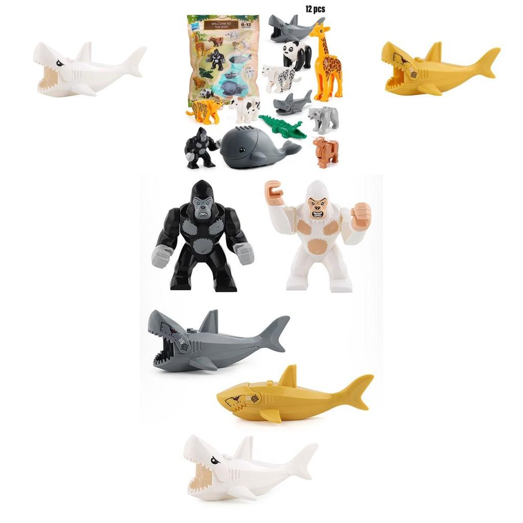Mini Blocchi da Costruzione Modello Coccodrillo Squalo Orangutan Blocchi Decorativi Per Bambini Materiale Plastico