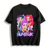 Cute Huntrix Anime Girl Print Casual Top Trendy Cartoon Character Loose Fit Tee Pure Cotton T-shirt