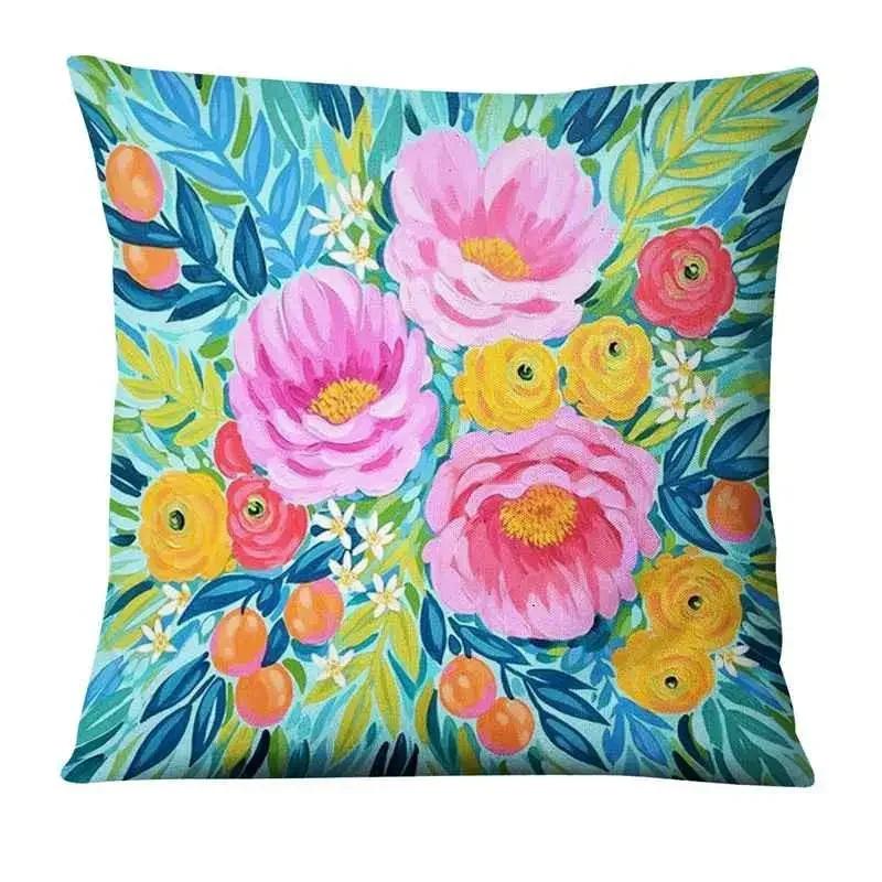 Home Pillow Decoration Watercolor Flowers Painting Print Pillowcase Home Decor Sofa Pillow Decorations Cushions Cover 45X45Cm
